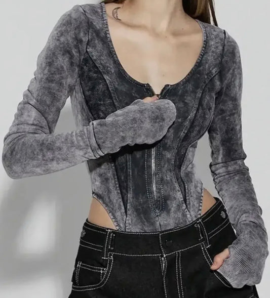 Acid wash body suit