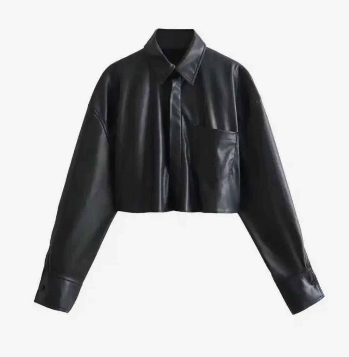 Crop leather shirt