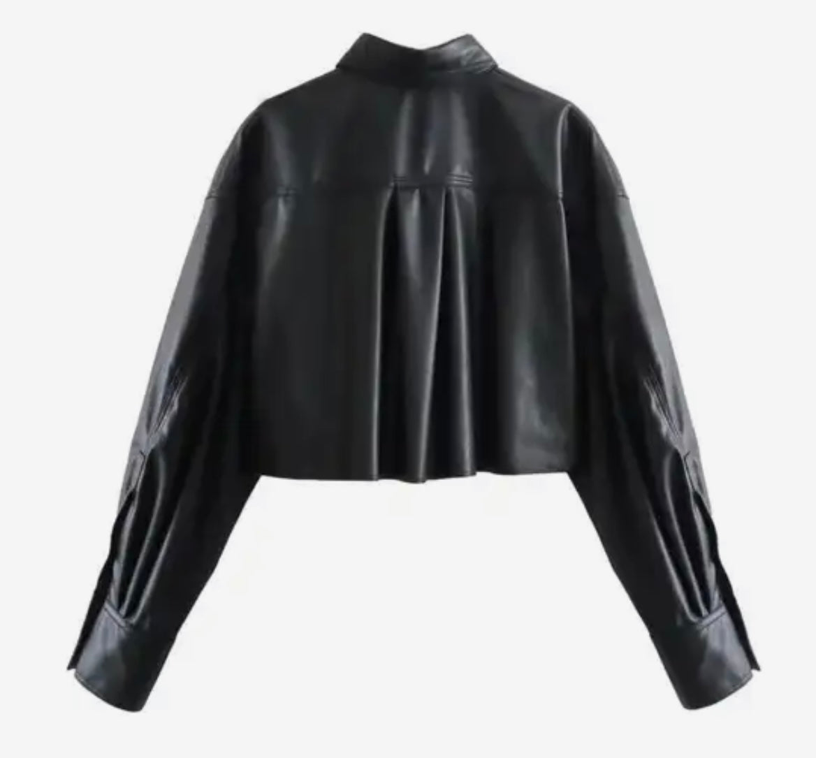 Crop leather shirt